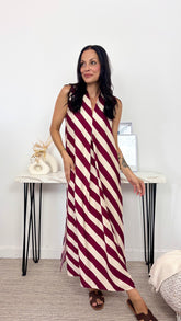 Vestido Rayas Granate